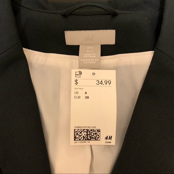 Dark Green H&M Blazer Size 6 NWT - Picture 2 of 5
